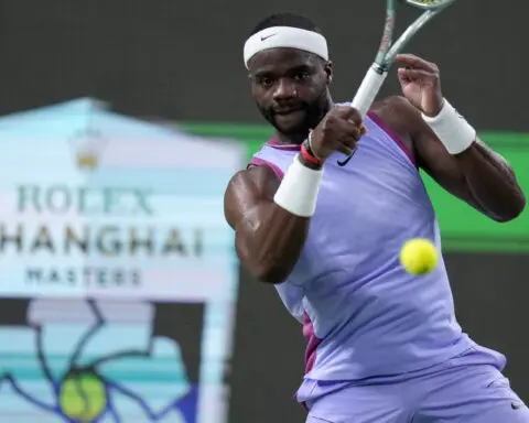 Frances Tiafoe yells a string of curses at a Shanghai Masters chair umpire after a loss