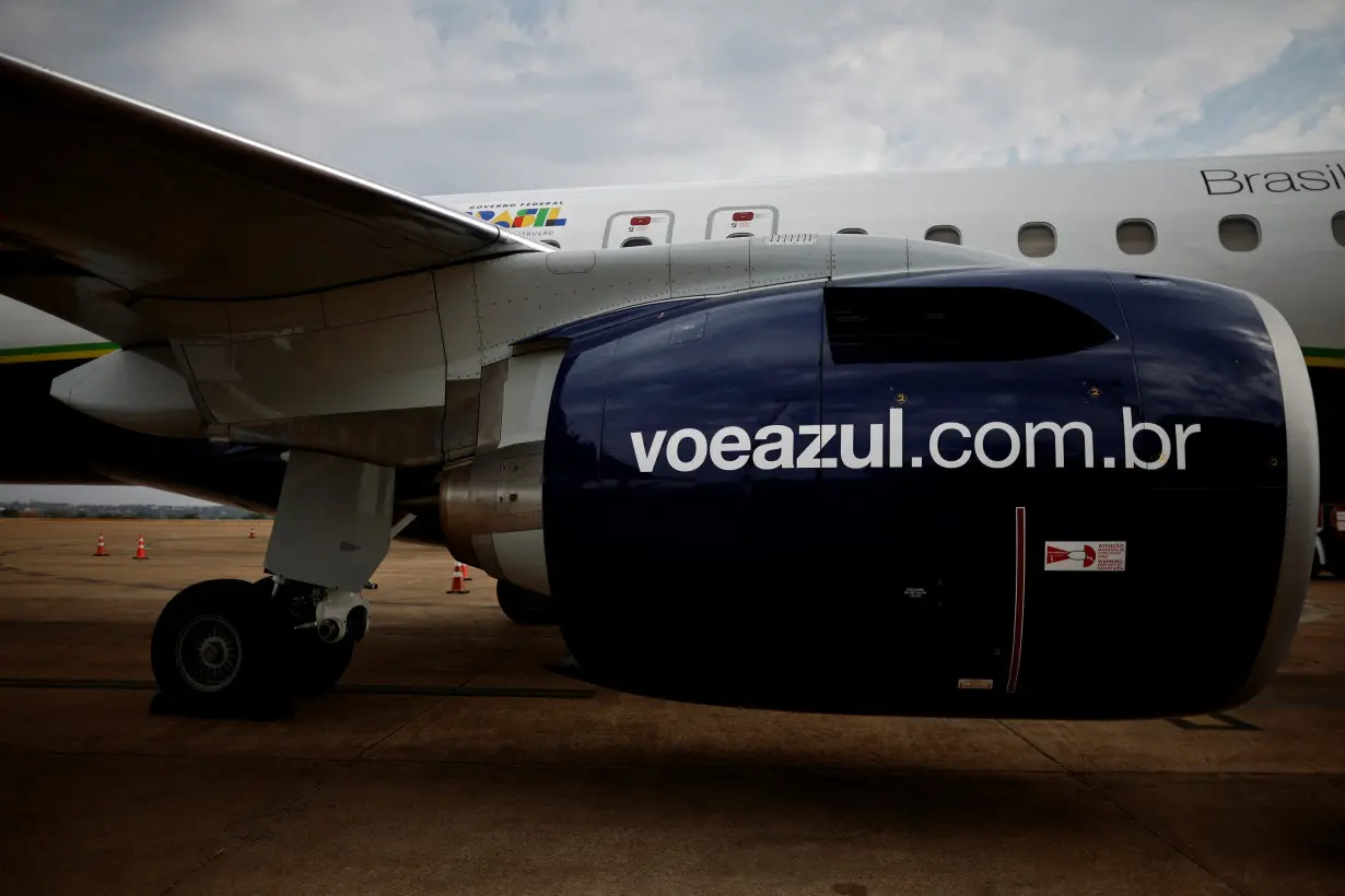 A view of an Airplane of Brazilian airline Azul during a signing ceremony of the Fuel of the Future law, in Brasilia