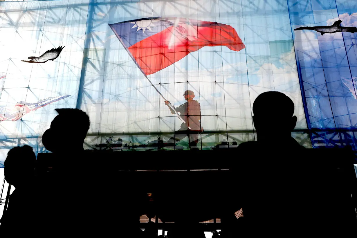 FILE PHOTO: Taiwanese flags are seen at the Ministry of National Defence of Taiwan in 2022.