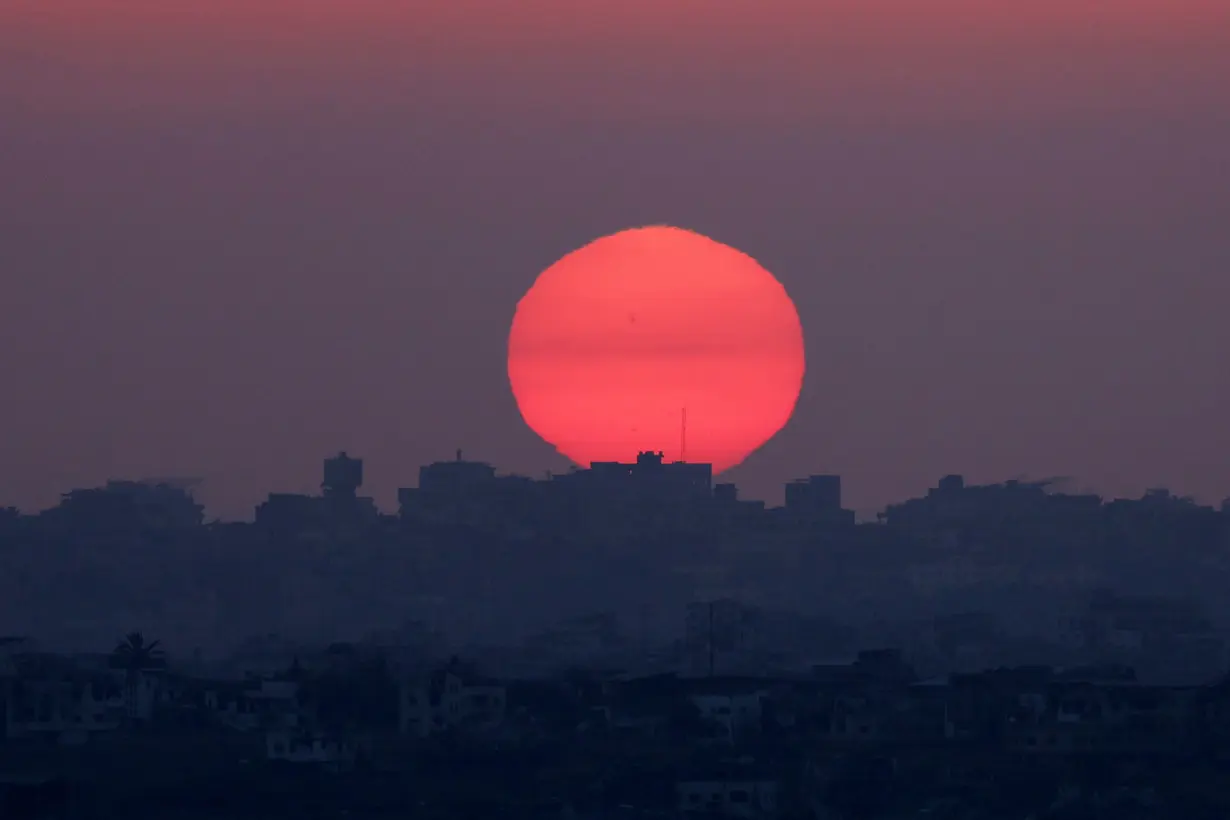 A general view of damaged buildings near the Israel-Gaza border, amid the Israel-Hamas conflict