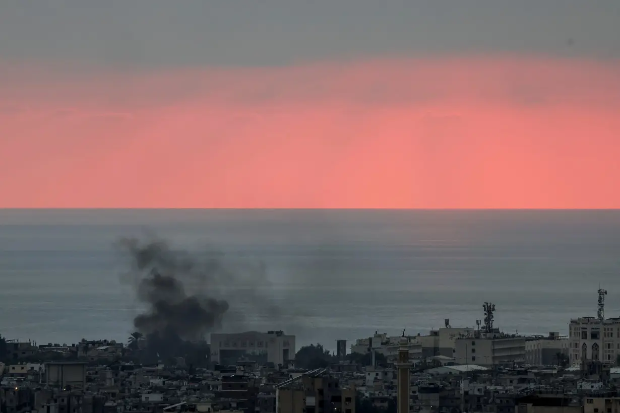 Smoke rises over Dahiyeh in Beirut's southern suburbs after Israeli air strikes