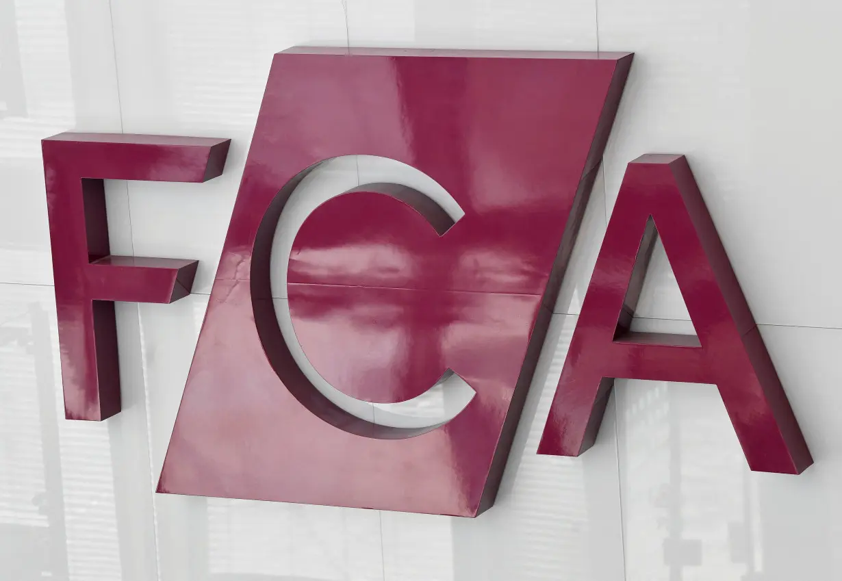 FILE PHOTO: FCA signage seen at their head offices in London