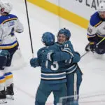 18-year-old Macklin Celebrini scores a goal in his hyped debut for the Sharks