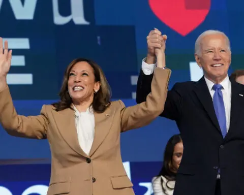 Harris says Biden 'courageous' for choosing to step aside