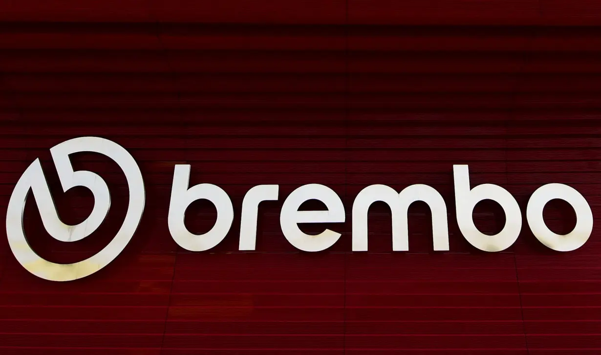 FILE PHOTO: Logo of Brembo is pictured at the group's headquarters in Stezzano near Bergamo