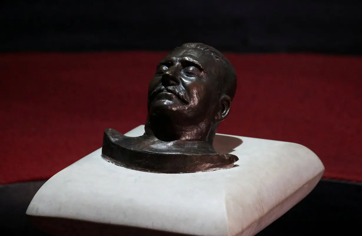 FILE PHOTO: The death mask of Soviet leader Joseph Stalin is exhibited at a museum in his hometown of Gori