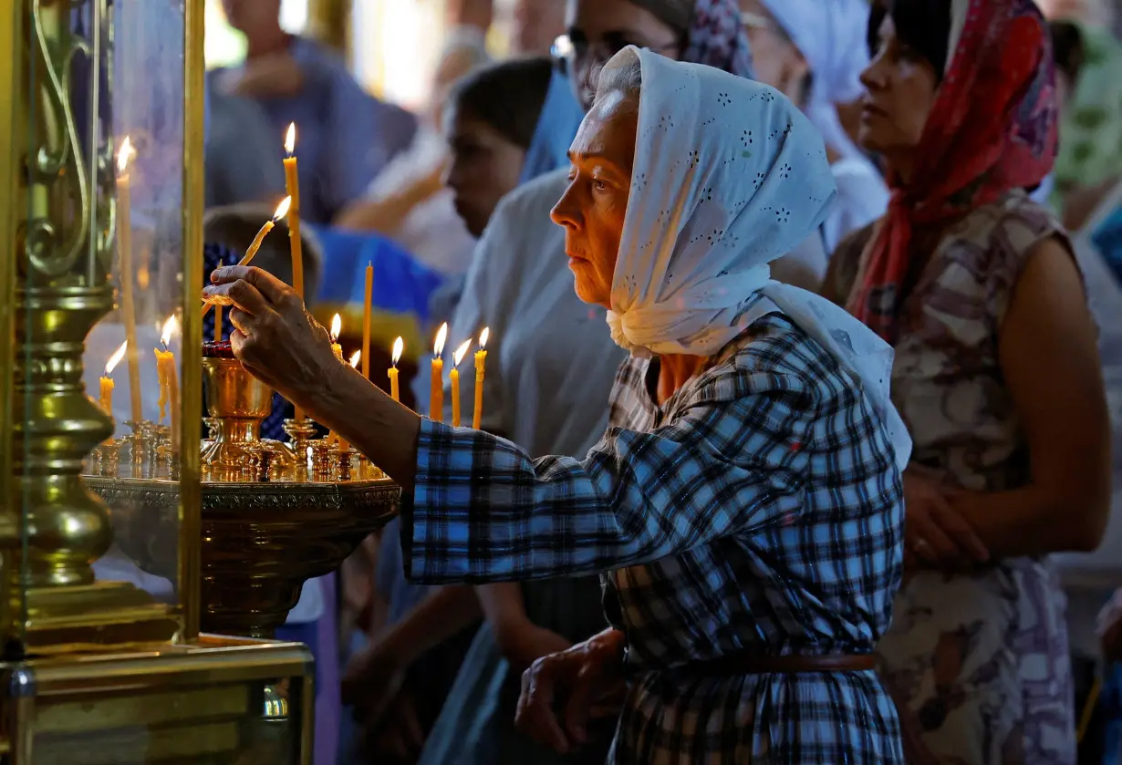 Orthodox service in a cathedral in Mariupol