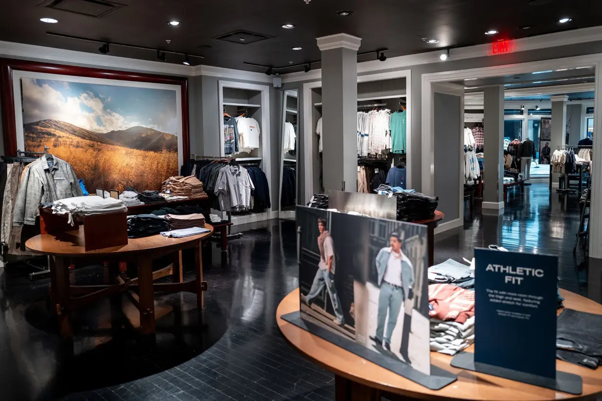 The interior of the Abercrombie & Fitch retail store in the Barton Creek Square Mall is pictured on August 28 in Austin, Texas. Abercrombie & Fitch revenue rose 21%, beating sales expectations during its second-quarter earnings.