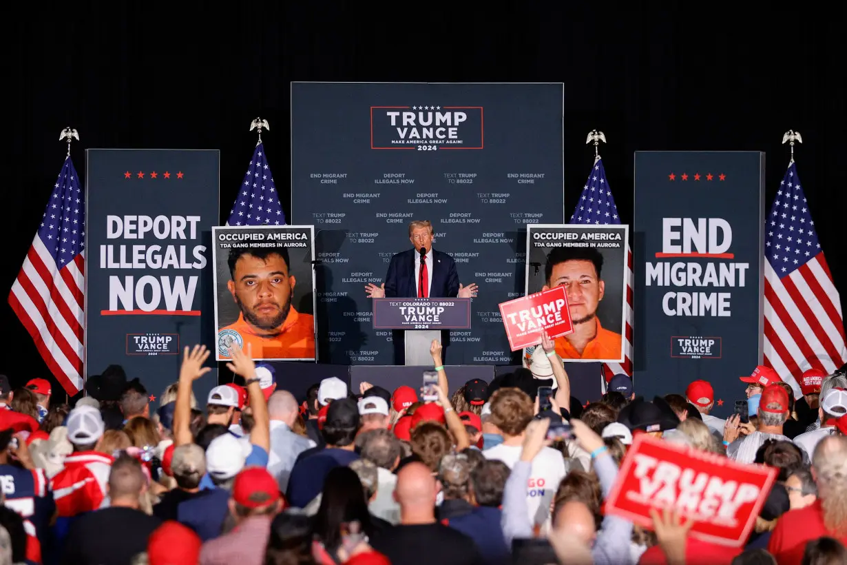 Republican presidential nominee and former U.S. President Donald Trump holds a rally at Gaylord Rockies Resort and Convention Center in Aurora, Colorado