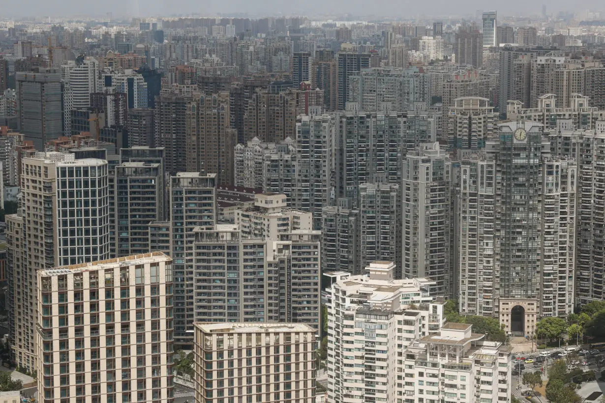 Residential buildings are pictured in Shanghai