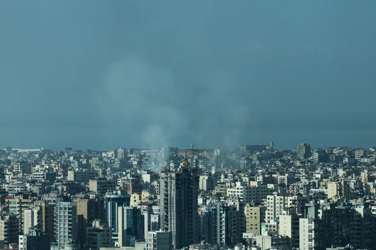 Smoke rises over Beirut's southern suburbs after Israeli air strikes