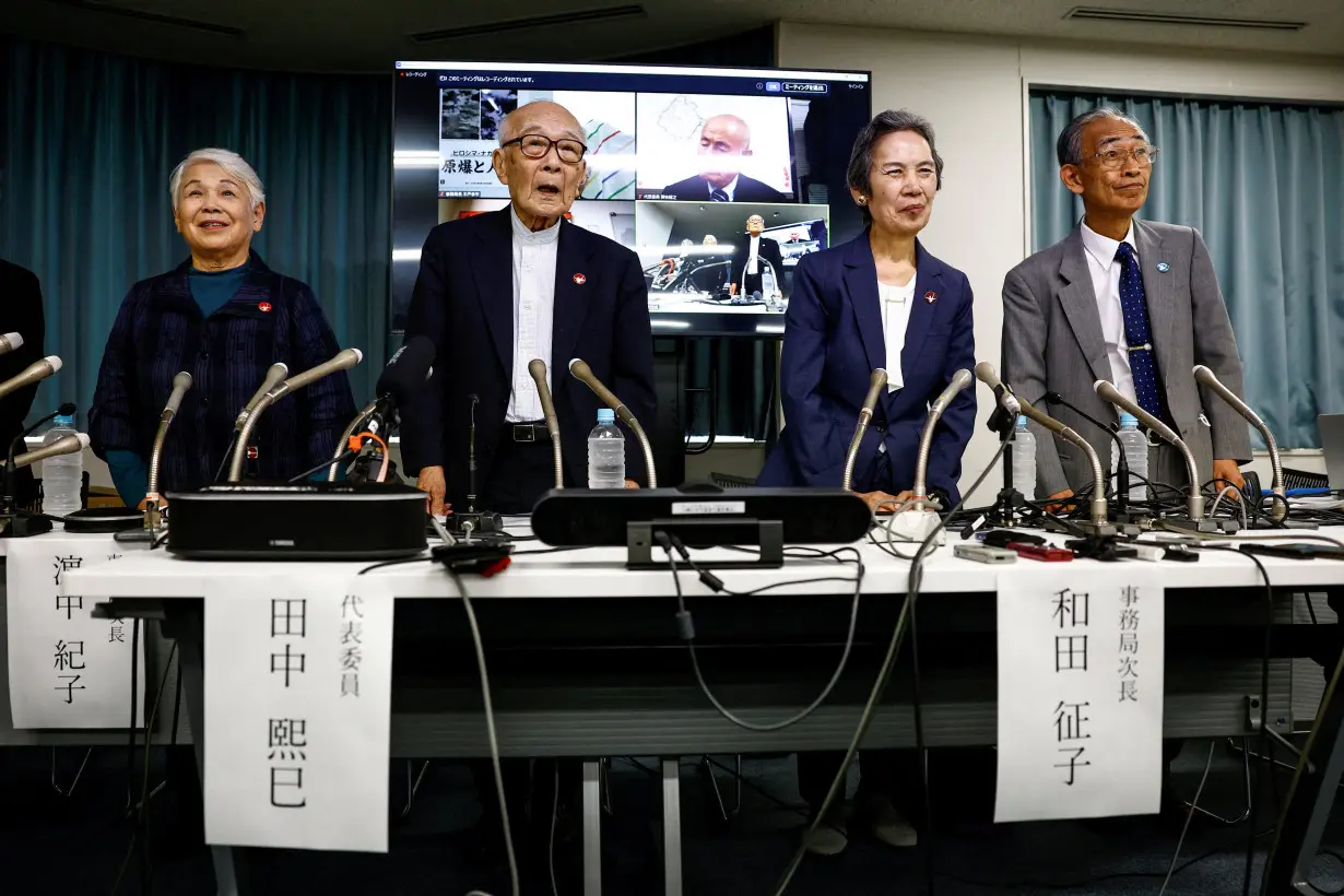 Japan's Nihon Hidankyo holds a press conference after winning the 2024 Nobel Peace Prize