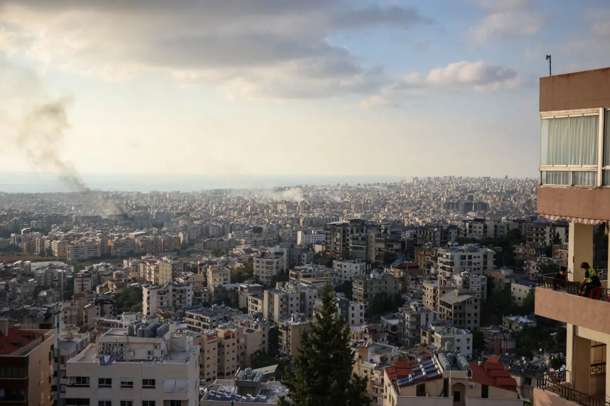 Smoke rises over Beirut's suburbs, amid ongoing hostilities between Hezbollah and Israeli forces