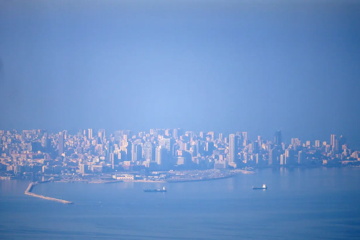 A view of the city of Beirut from Harissa village, north of Beirut