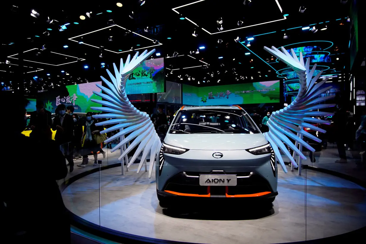 FILE PHOTO: GAC Aion Y electric vehicle (EV) is seen at the Auto Shanghai show