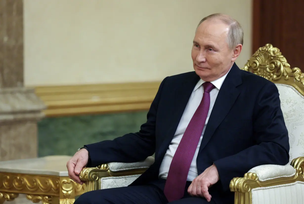 Russian President Vladimir Putin meets Chairman of the People's Council of Turkmenistan and former President Kurbanguly Berdymukhamedov on the sidelines on the sidelines of a cultural forum in Ashgabat