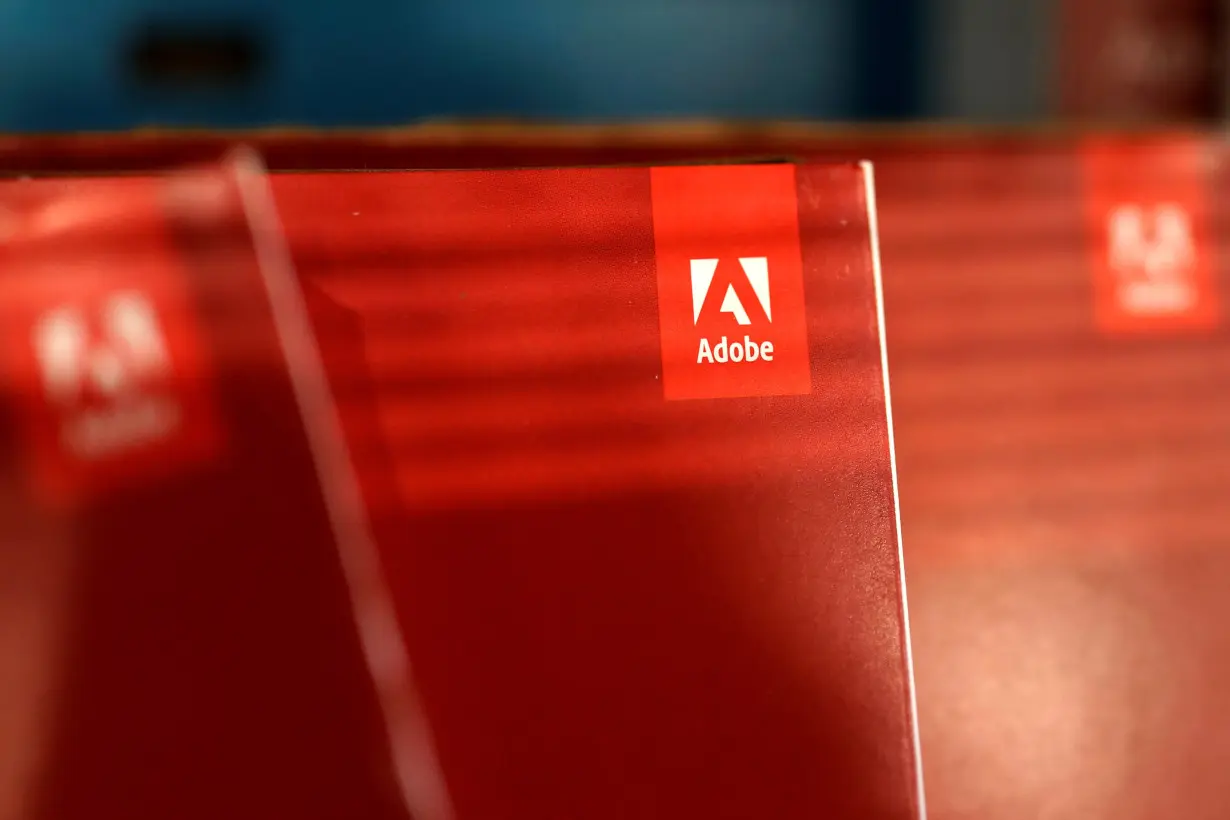 An Adobe Systems Inc software box is seen in Los Angeles