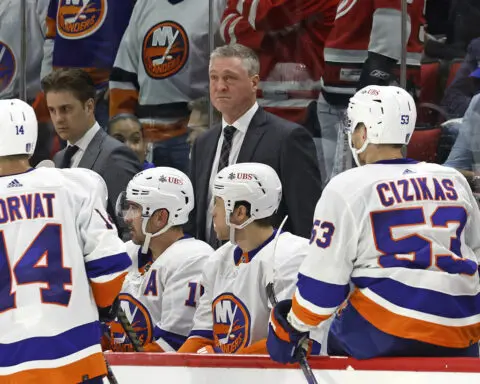 Islanders coach Patrick Roy returns to Colorado and the building where his retired number hangs