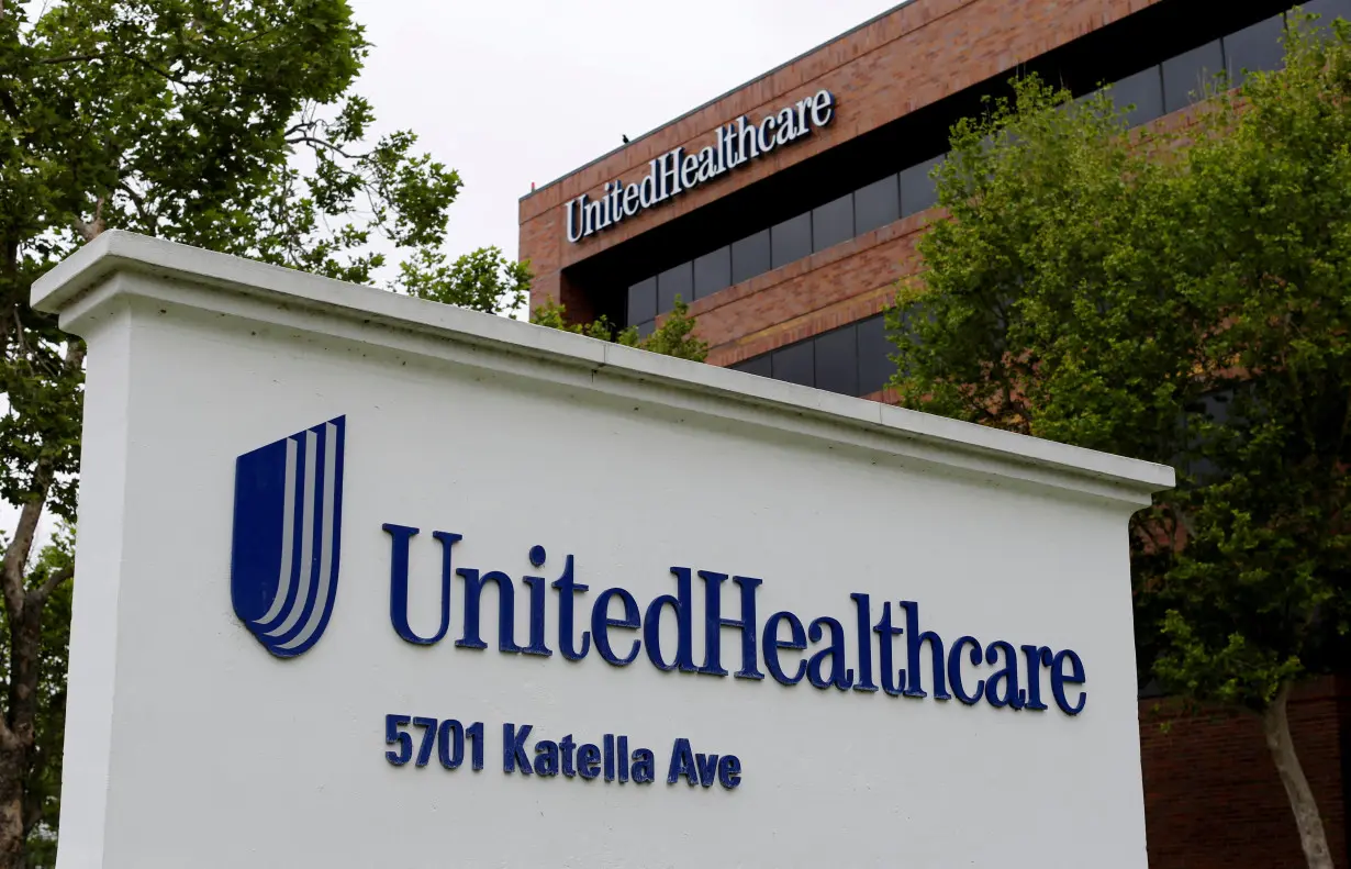 FILE PHOTO: The logo of Down Jones Industrial Average stock market index listed company UnitedHealthcare