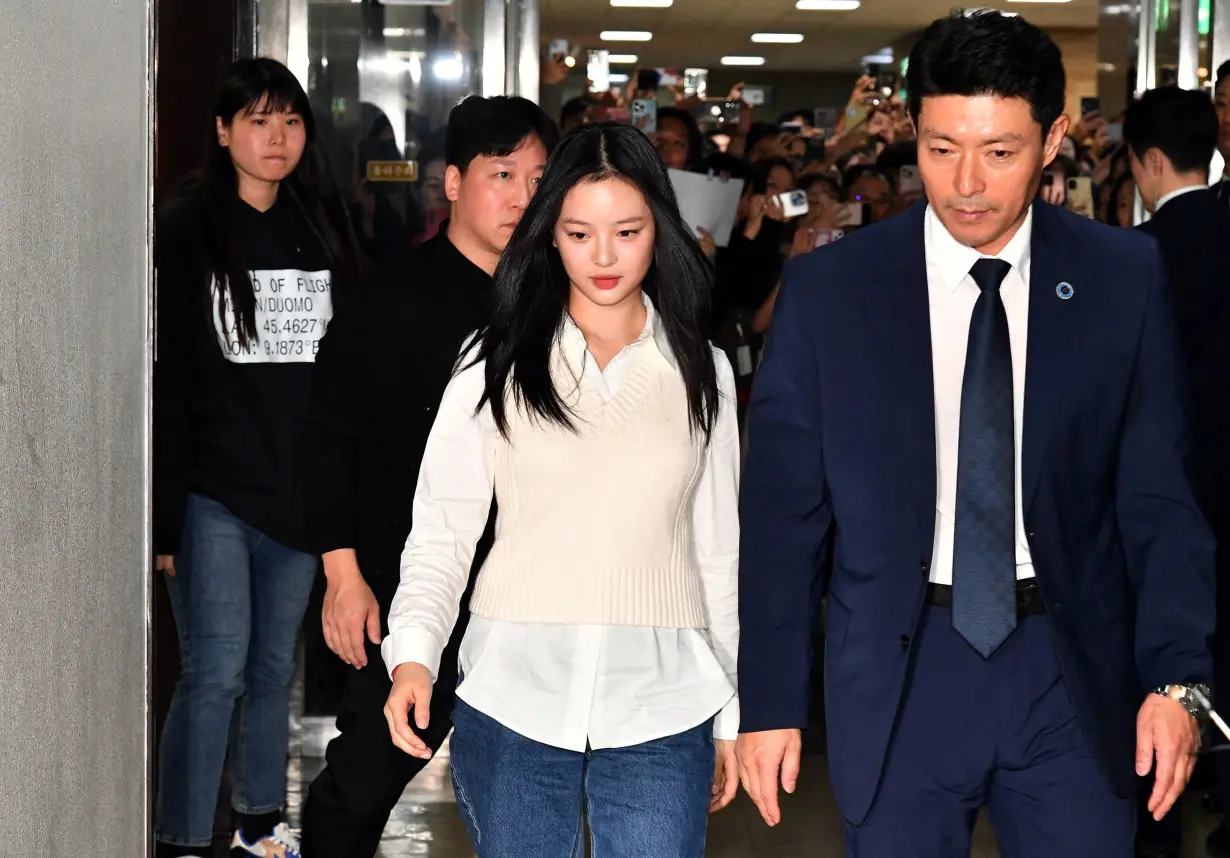 New Jeans' Hanni arrives to testify at the National Assembly for a hearing in Seoul