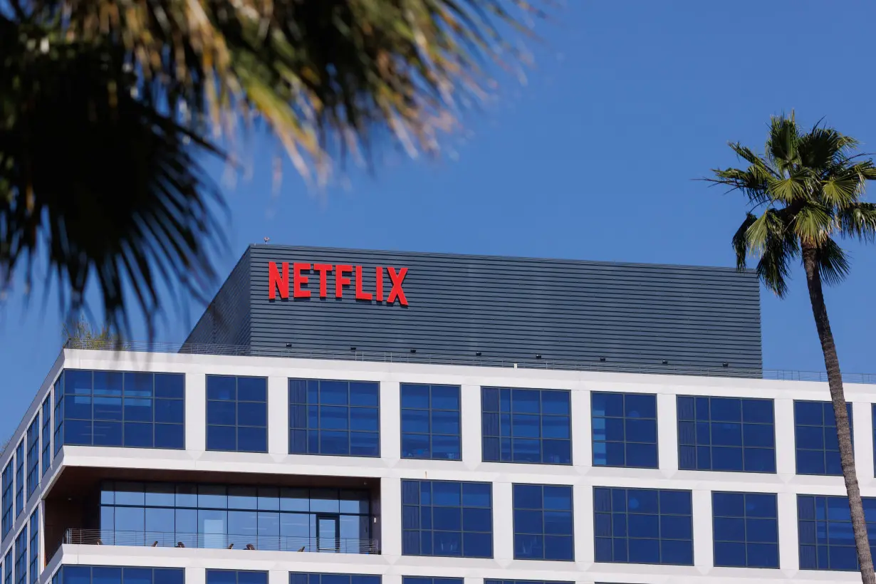 FILE PHOTO: Netflix logo shown on building in Los Angeles