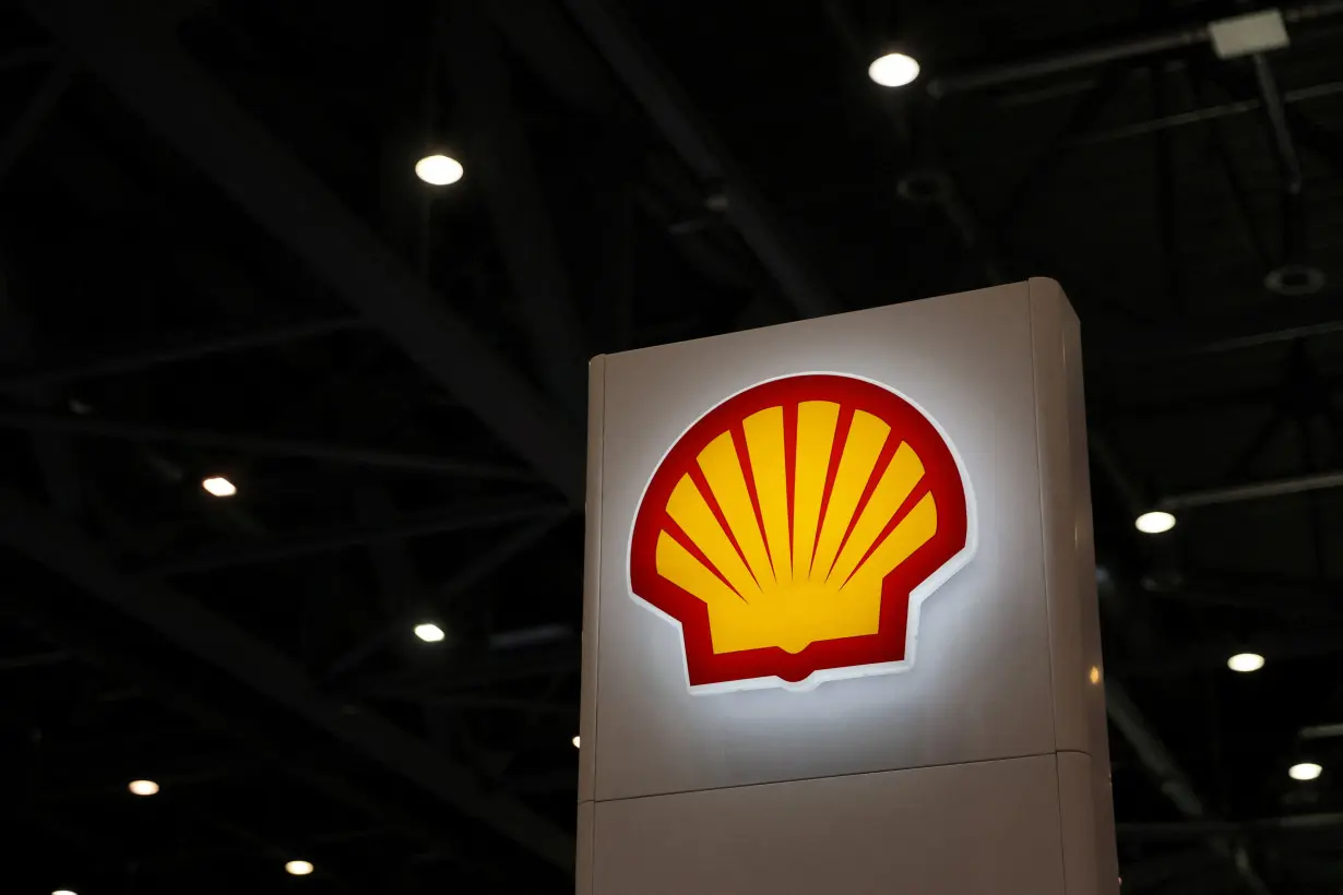 FILE PHOTO: A Shell logo is pictured during the European Business Aviation Convention & Exhibition in Geneva