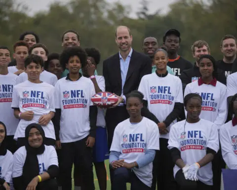 Royal arm: Prince William tries his hand at flag football in NFL event with kids in London