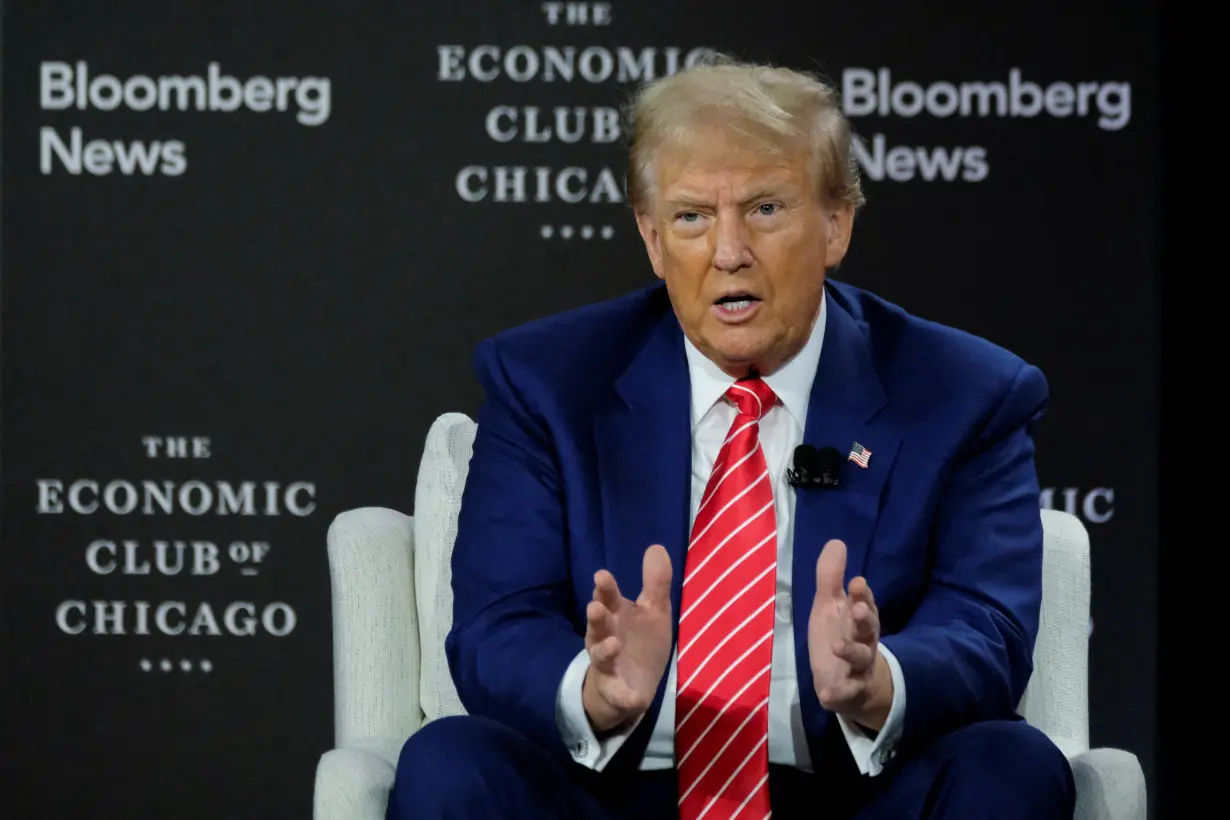 Republican presidential nominee and former U.S. President Trump is interviewed by Bloomberg Editor-in-Chief John Micklethwait at the Economic Club of Chicago