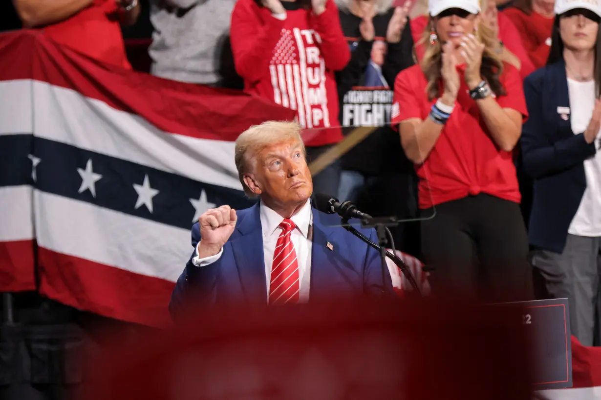 FILE PHOTO: Republican presidential nominee and former U.S. President Trump holds a campaign event, in Atlanta