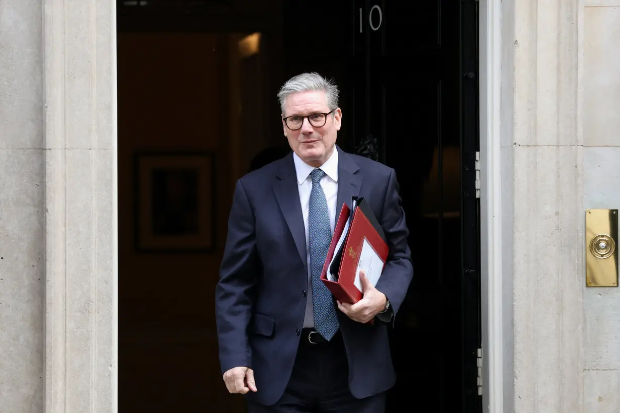 British Prime Minister Starmer leaves Downing Street in London