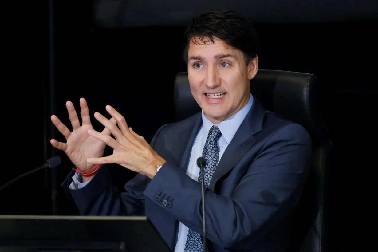 Canada's Prime Minister Justin Trudeau takes part in public hearings for an independent commission probing alleged foreign interference in Canadian elections in Ottawa