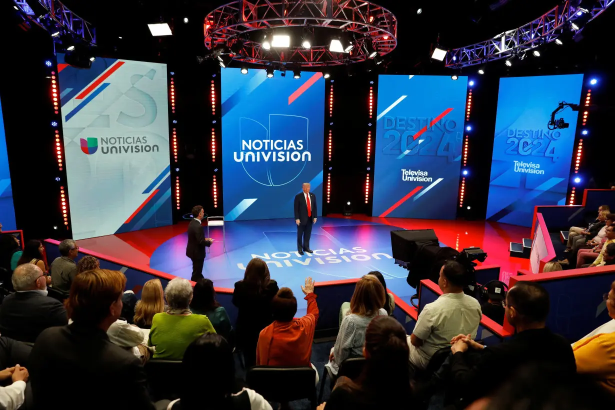 Republican presidential nominee and former U.S. President Donald Trump participates in a town hall presented by Univision, in Doral