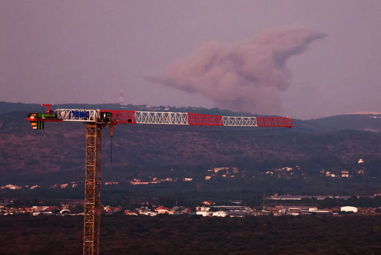 Smoke rises after an Israeli Air Force air strike in southern Lebanon village, amid cross-border hostilities between Hezbollah and Israel, as seen from as seen from Nahariya, northern Israel