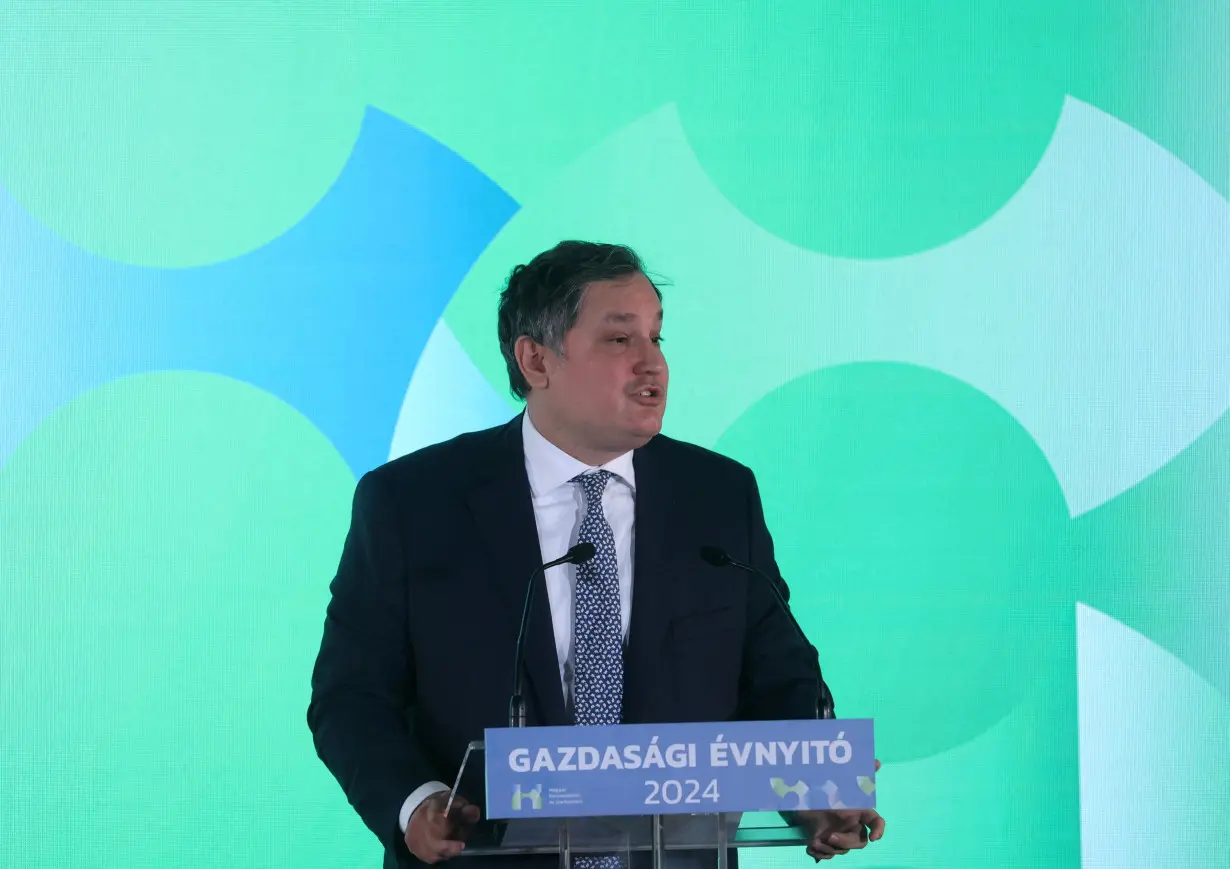 Hungarian Economy Minister Nagy speaks during an economic forum in Budapest