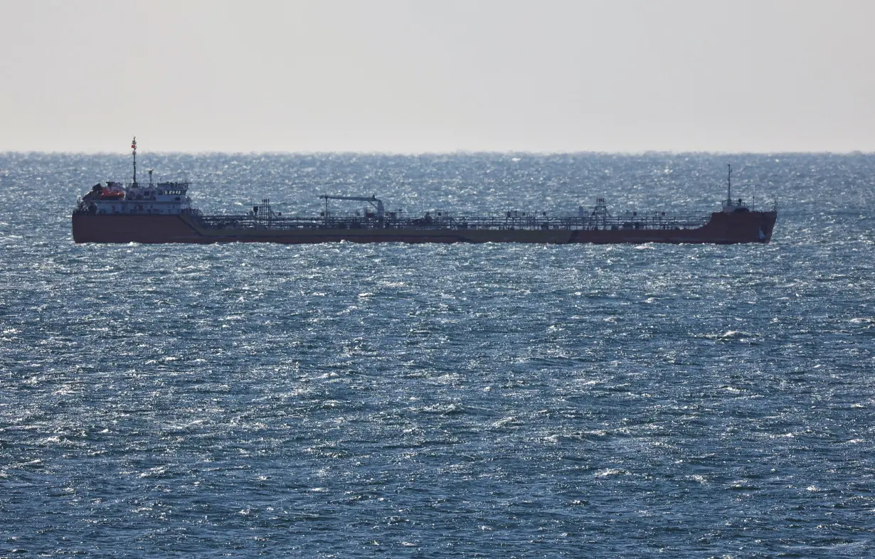 A crude oil tanker sails in Nakhodka Bay