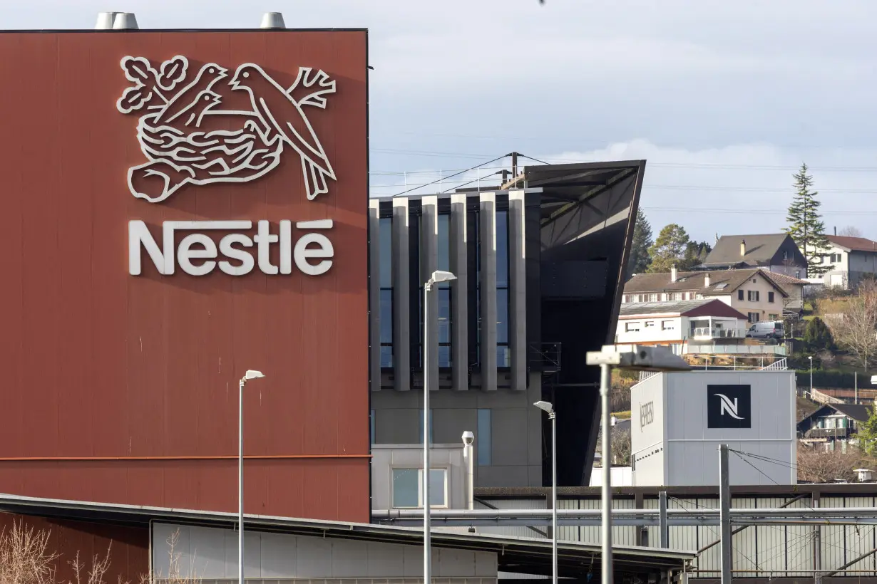 A logo of food giant Nestle is seen in a building in Orbe