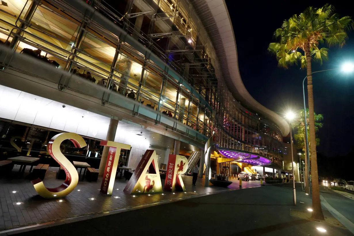 FILE PHOTO: Sydney's Star Casino complex is seen illuminated at night