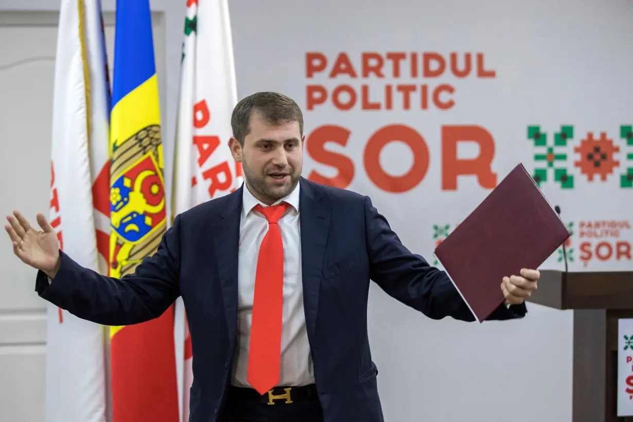 Ilan Shor, pictured here in February 2019 at his now-outlawed party headquarters in Chisinau, has continued to influence Moldovan politics from afar.