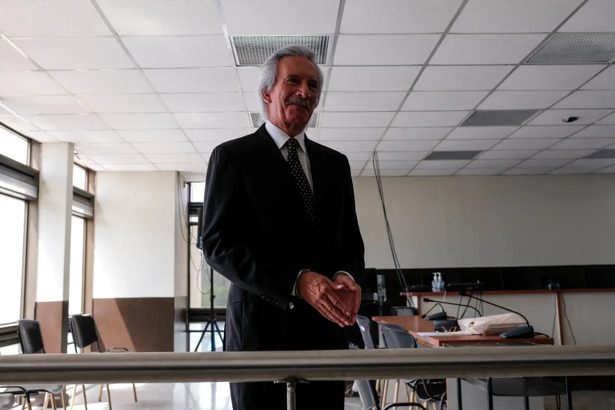 Imprisoned journalist Jose Ruben Zamora Marroquin attends a court hearing, in Guatemala City