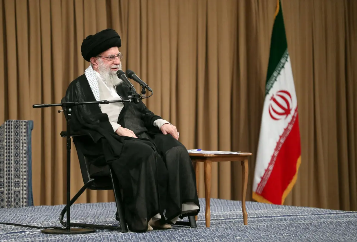 Iran's Supreme Leader Ayatollah Ali Khamenei speaks during a meeting in Tehran