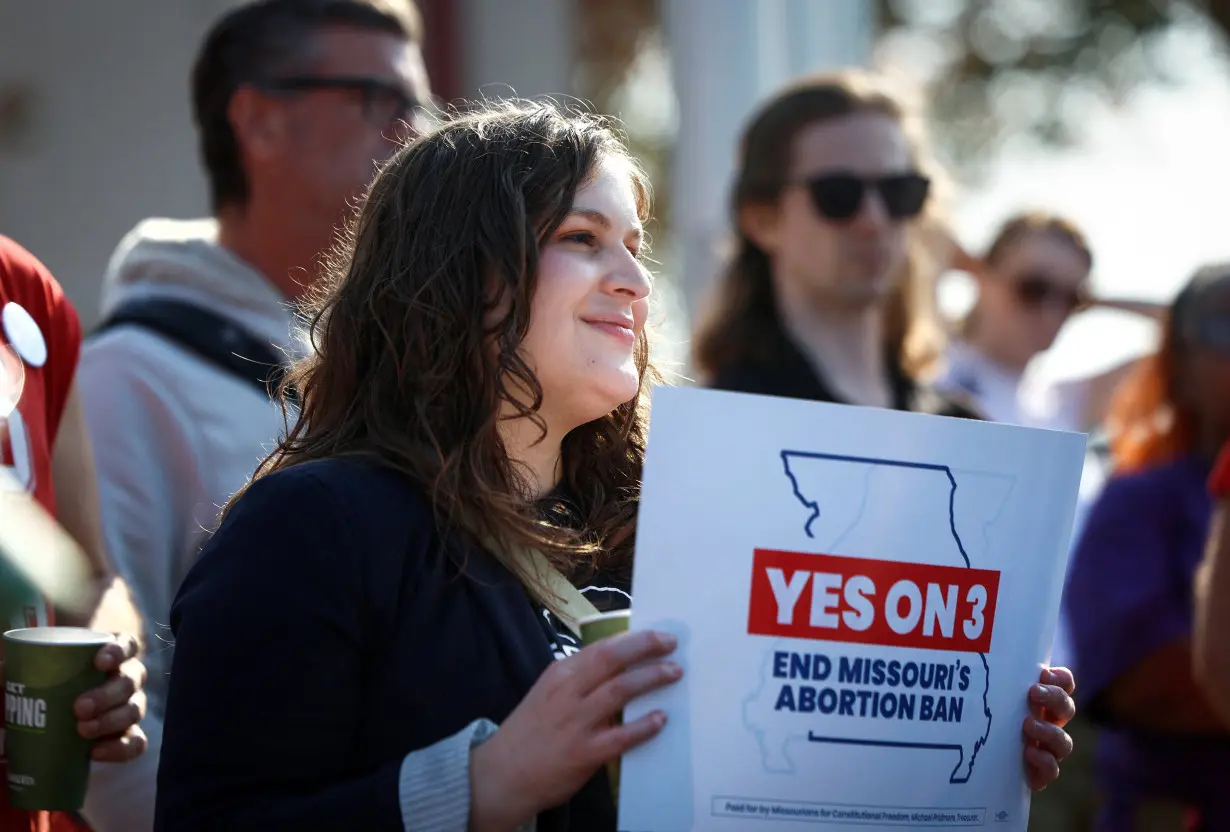 Rachel Sweet, campaign manager for Missourians for Constitutional Freedom joins a rally in support of Amendment 3 in Missouri