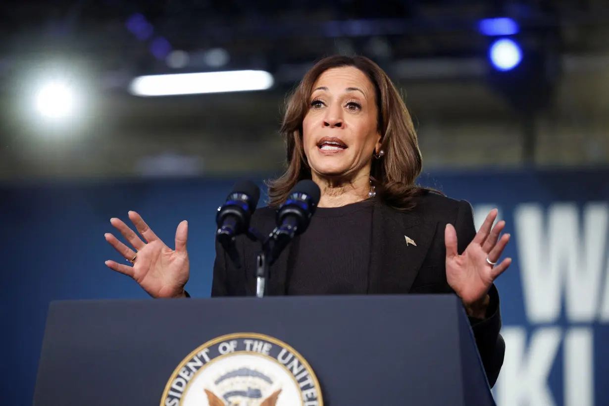 Harris speaks at a campaign event in Waterford Township, Michigan, on Friday, October 18.