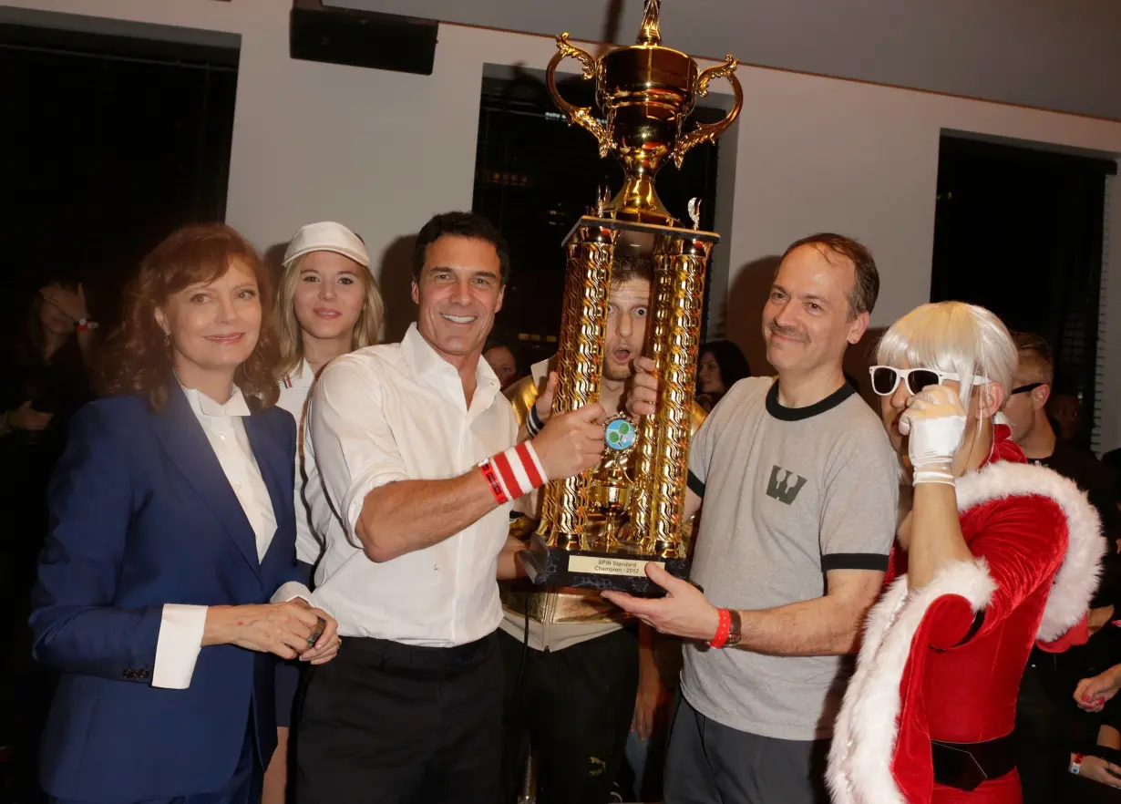 Shortz with actress Susan Sarandon, Andre Balazs and professional table tennis players Adam Bobrow and Kazuyuki Yokoyama in December 2012. Shortz calls table tennis another of his 