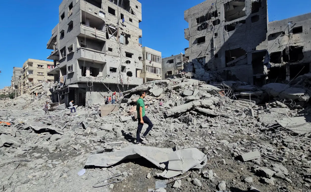 Aftermath of Israeli strikes on houses and residential buildings, in Beit Lahiya, in the northern Gaza Strip