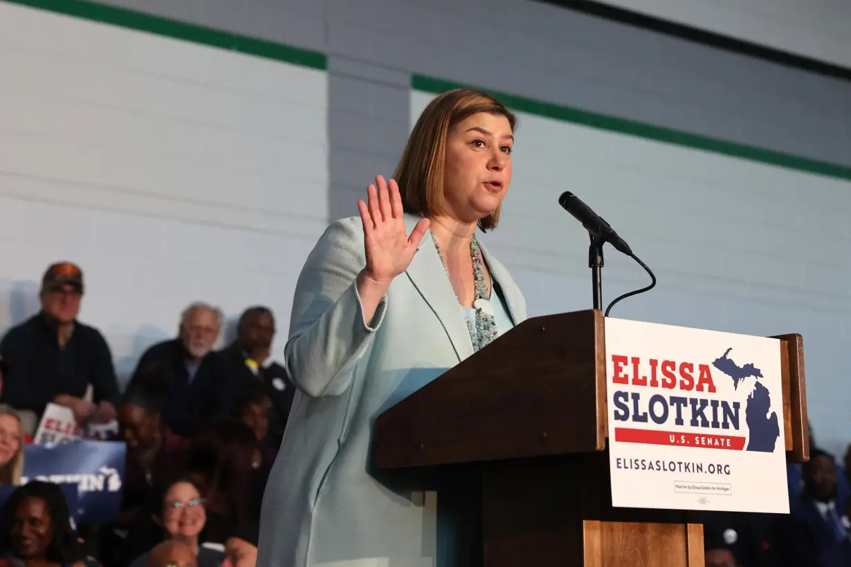 Rep. Elissa Slotkin speaks at a local high school on October 18 in Detroit.