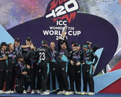 New Zealand wins cricket's Women’s T20 World Cup for 1st time with 32-run victory over South Africa