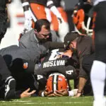 Browns QB Deshaun Watson is carted off the field with a right Achilles tendon injury