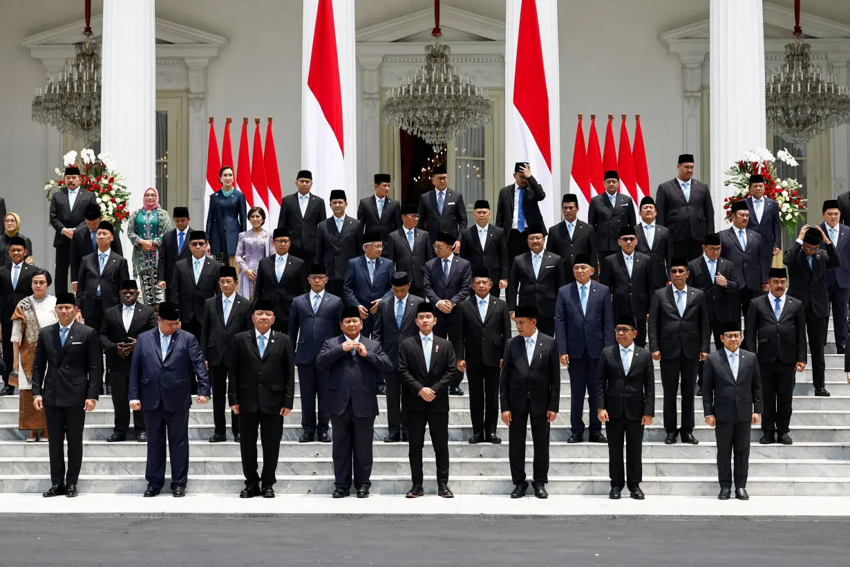 Indonesia's new president Prabowo Subianto inaugurates his cabinet ministers in Jakarta