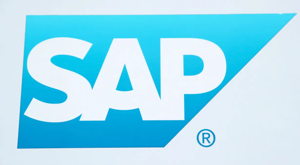 The logo of German software group SAP is pictured in Regensdorf