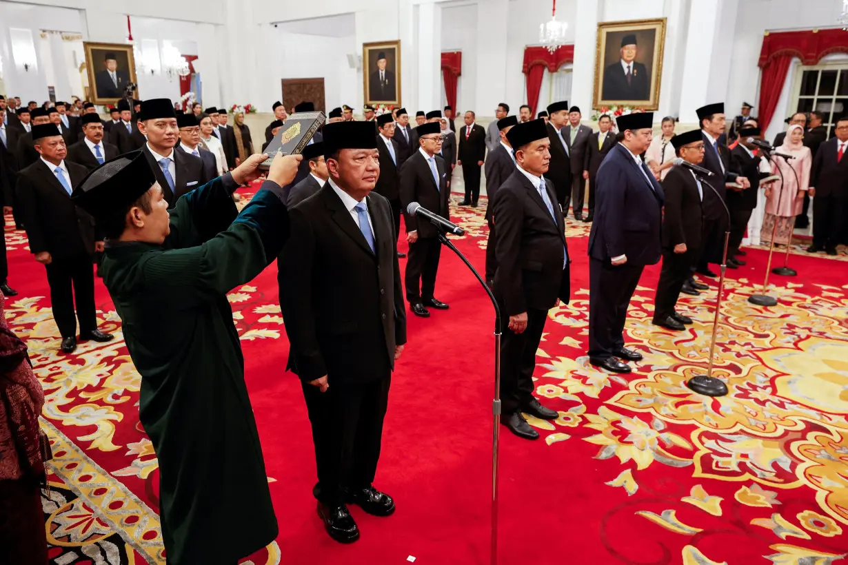 Indonesia's new president Prabowo Subianto inaugurates his cabinet ministers in Jakarta